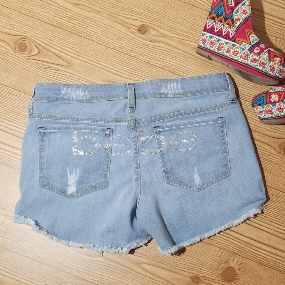 Bebe - Fringe Jean Shorts - Picture 2 of 5